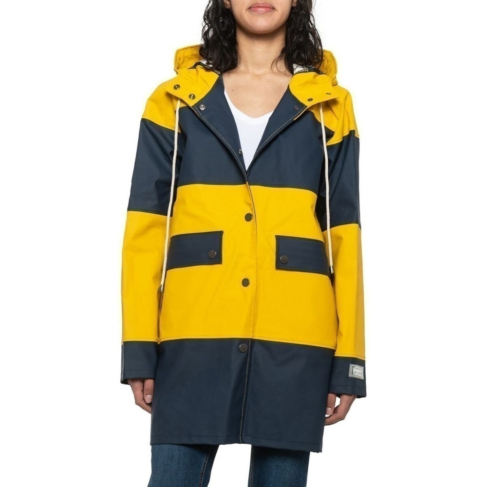 NEW Pendleton Seaside Rain Slicker Jacket Coat Yellow Blue Women’s Size Small